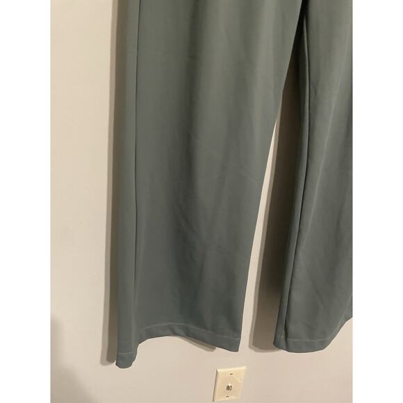 Halara High Waisted Pleated Wide Leg Crop Palazzo Pant Green Teal Sz M Utility - Picture 3 of 7